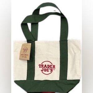 Trader Joe’s Mini Canvas Tote Bag (green trim and cream white)